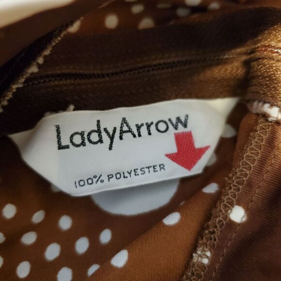 Vintage Lady Arrow 70s Brown Print blouse medium - Picture 2 of 11